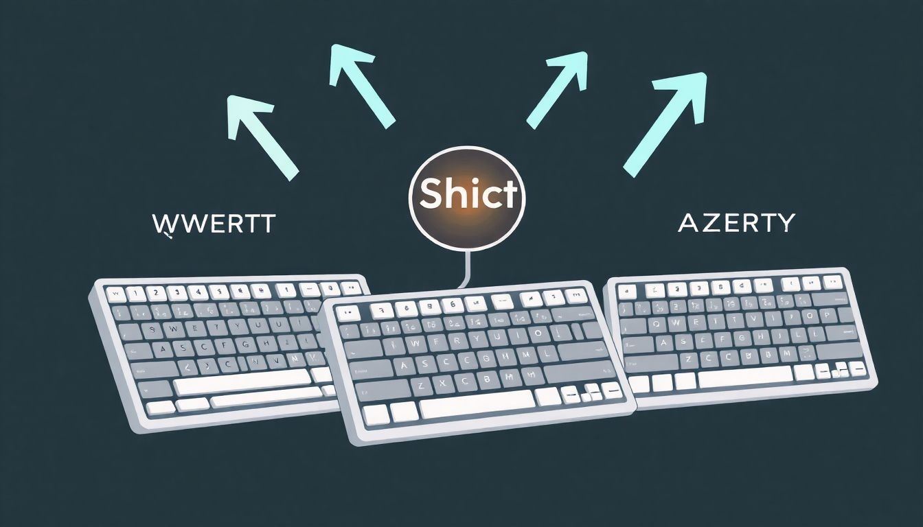 A Shift billentyű módosítja a QWERTY, QWERTZ, AZERTY kiosztást.