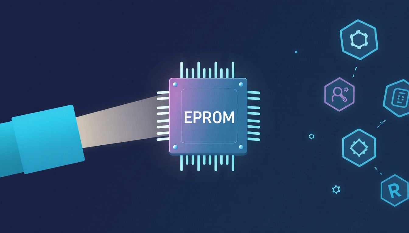 Az EPROM UV fénnyel törölhető és újraprogramozható tároló.