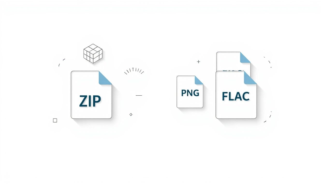 A ZIP és GZIP fájlok veszteségmentesen csökkentik az adattárolást.
