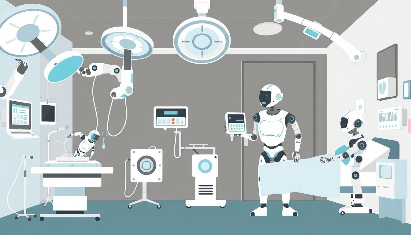 A robotok precízebb sebészeti beavatkozásokat és gyorsabb betegszállítást biztosítanak.
