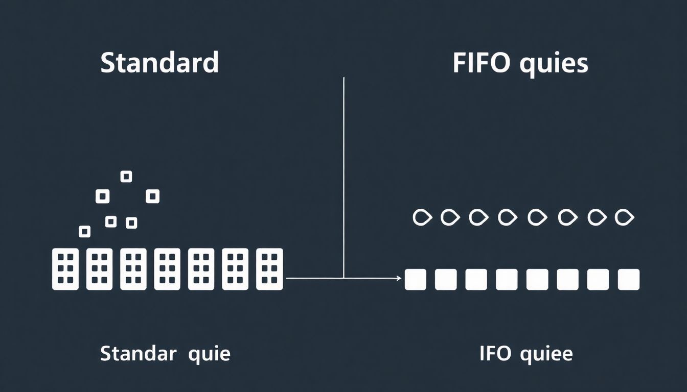 A FIFO sor garantálja az üzenetek pontos sorrendjét és egyszeri feldolgozását.