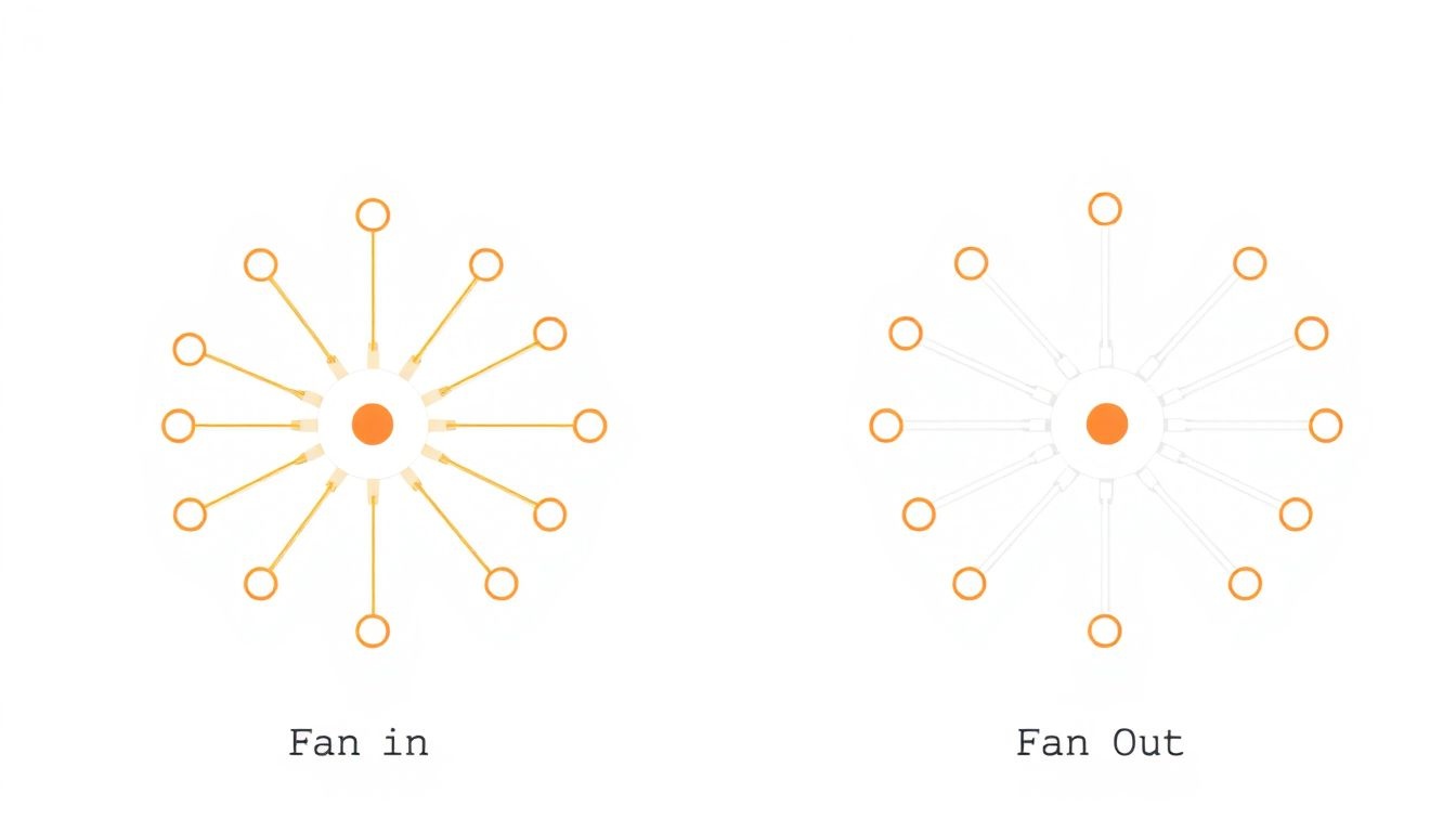 A fan-in a bemenetek, a fan-out a kimenetek számát jelzi.