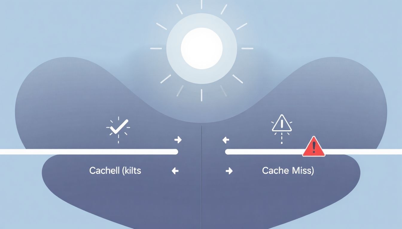 A cache hit gyorsabb adatelérést, míg a cache miss késleltetést jelent.