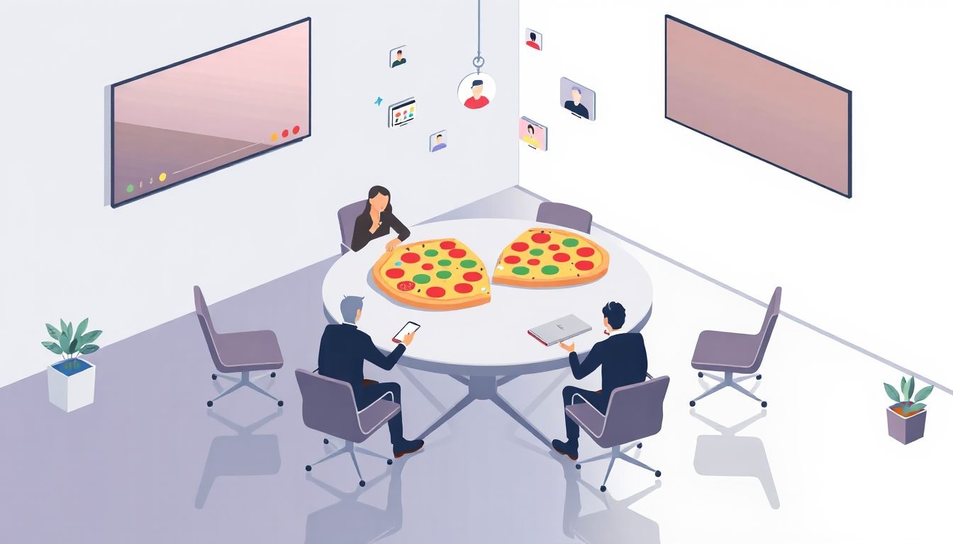A két pizza szabály támogatja a rövid, fókuszált digitális értekezleteket.
