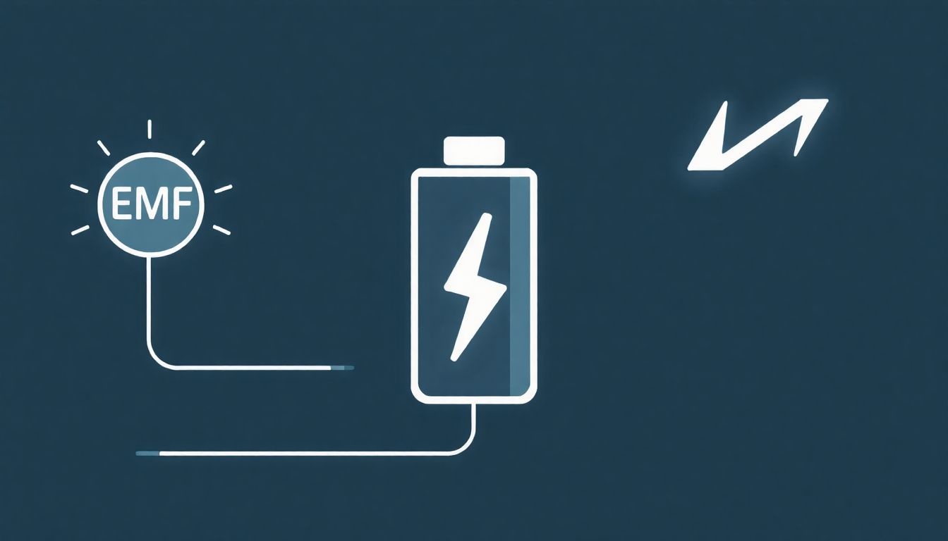 Az EMF az ideális, a terminálfeszültség a valós feszültség.