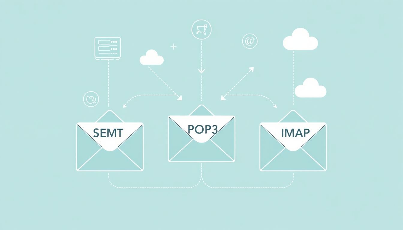 Az SMTP az e-mailek küldésére, POP3 és IMAP fogadására szolgál.