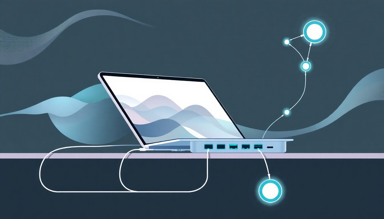 A port replikátor egyszerre bővíti a laptop csatlakozóit.